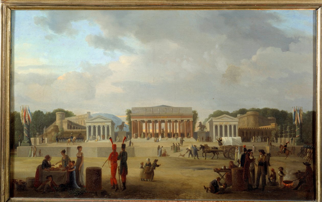 Pohled na velké divadlo na náměstí Place de la Concorde v Paříži pro slavnost de la Paix na 18. mlze X (9/11/1801) Obraz Jean Baptiste Cazin (1791-1810) 1801 Sun. 0,35x0,56 m Paříž, Musee Carnavalet od Jean Baptiste Louis Cazin