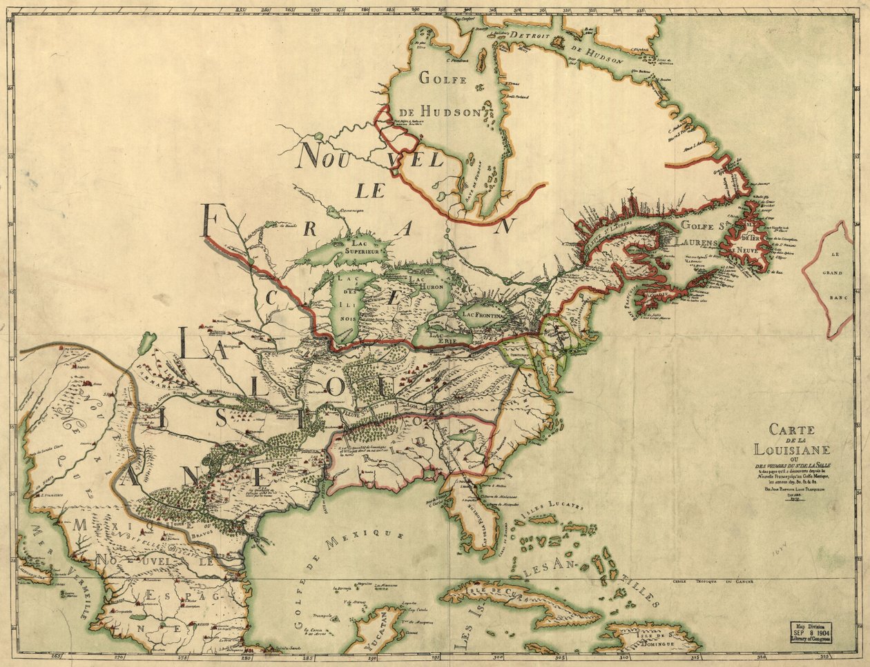 Franquelinova mapa Louisiany. LOC 2001620469 od Jean Baptiste Louis Franquelin