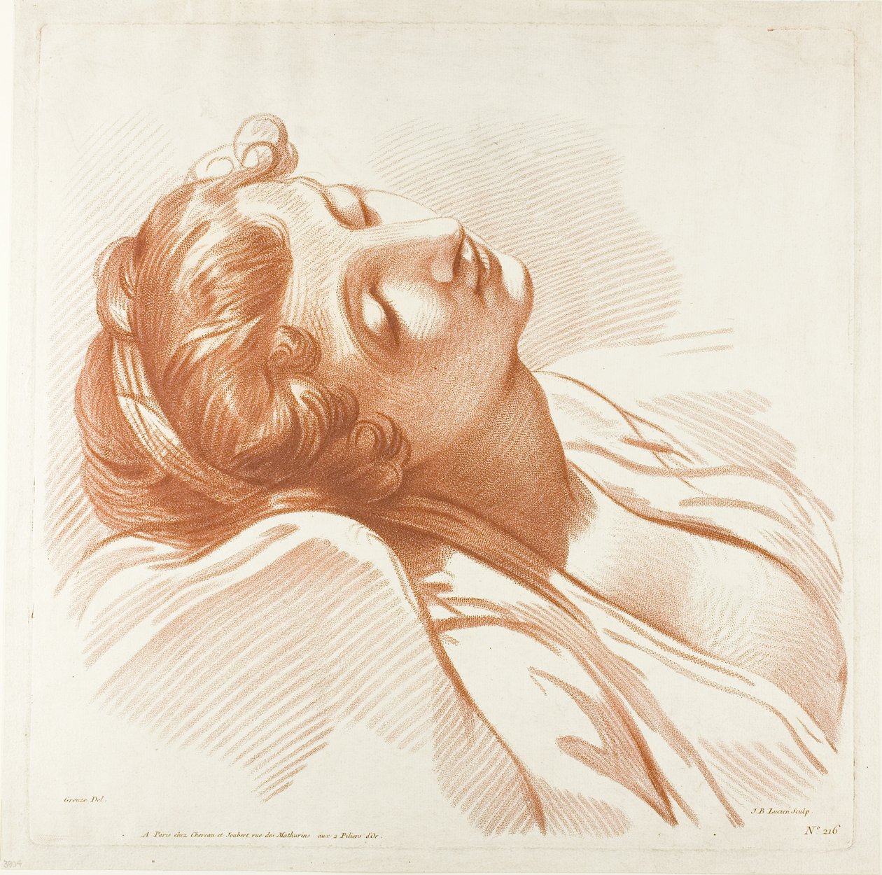 Hlava spící mladé ženy od Jean Baptiste Lucien