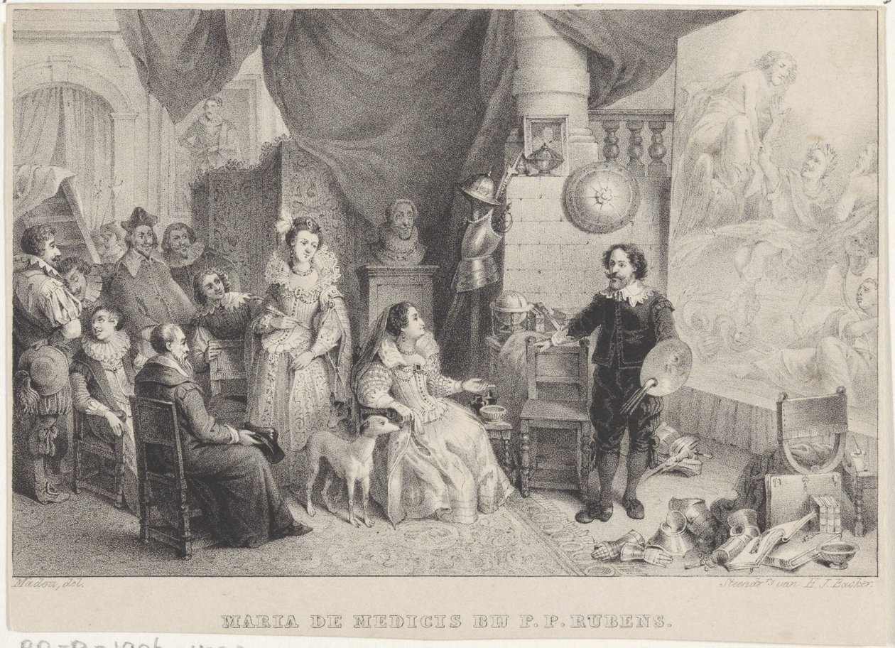 Maria de Medici s Rubensem v jeho ateliéru od Jean Baptiste Madou