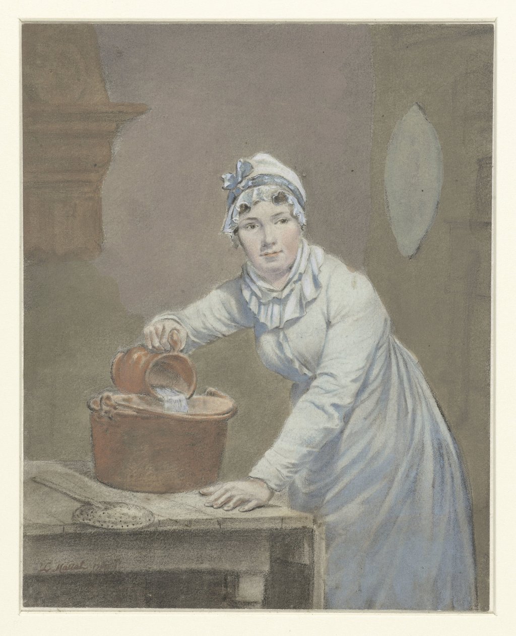 Pokojská nalévá mléko do pánve od Jean Baptiste Mallet (possibly)