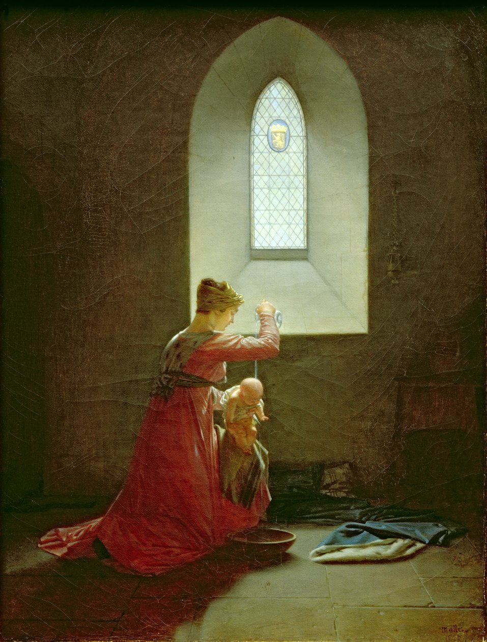 Genevieve z Brabantska křtí svého syna ve vězení od Jean Baptiste Mallet