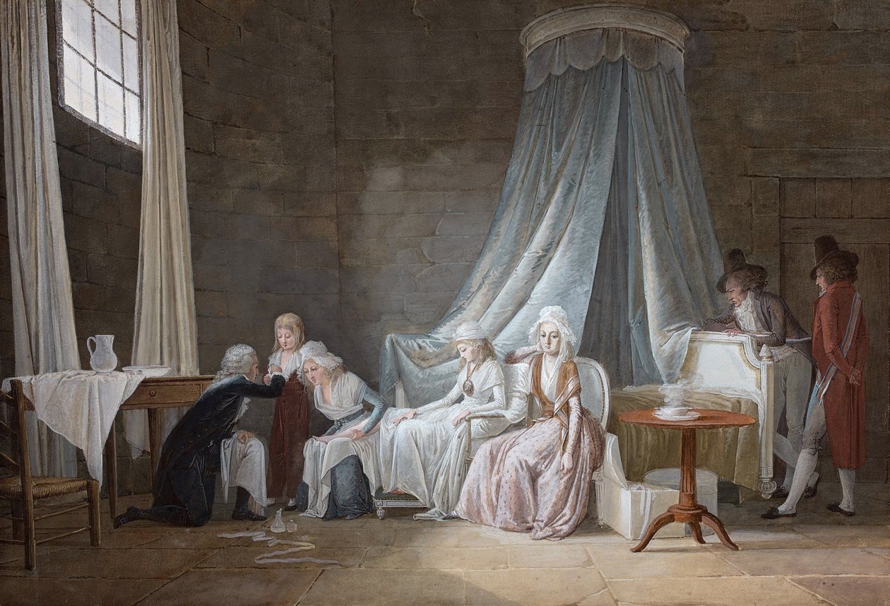 Madame Royale uzdravil Brunier 24. ledna 1793. Královská rodina ve věznici Temple. od Jean Baptiste Mallet