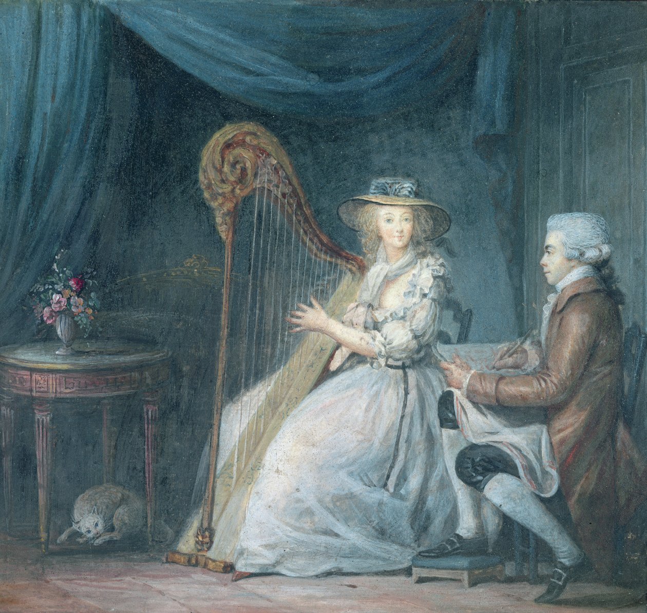 Krásná harfistka od Jean Baptiste Mallet