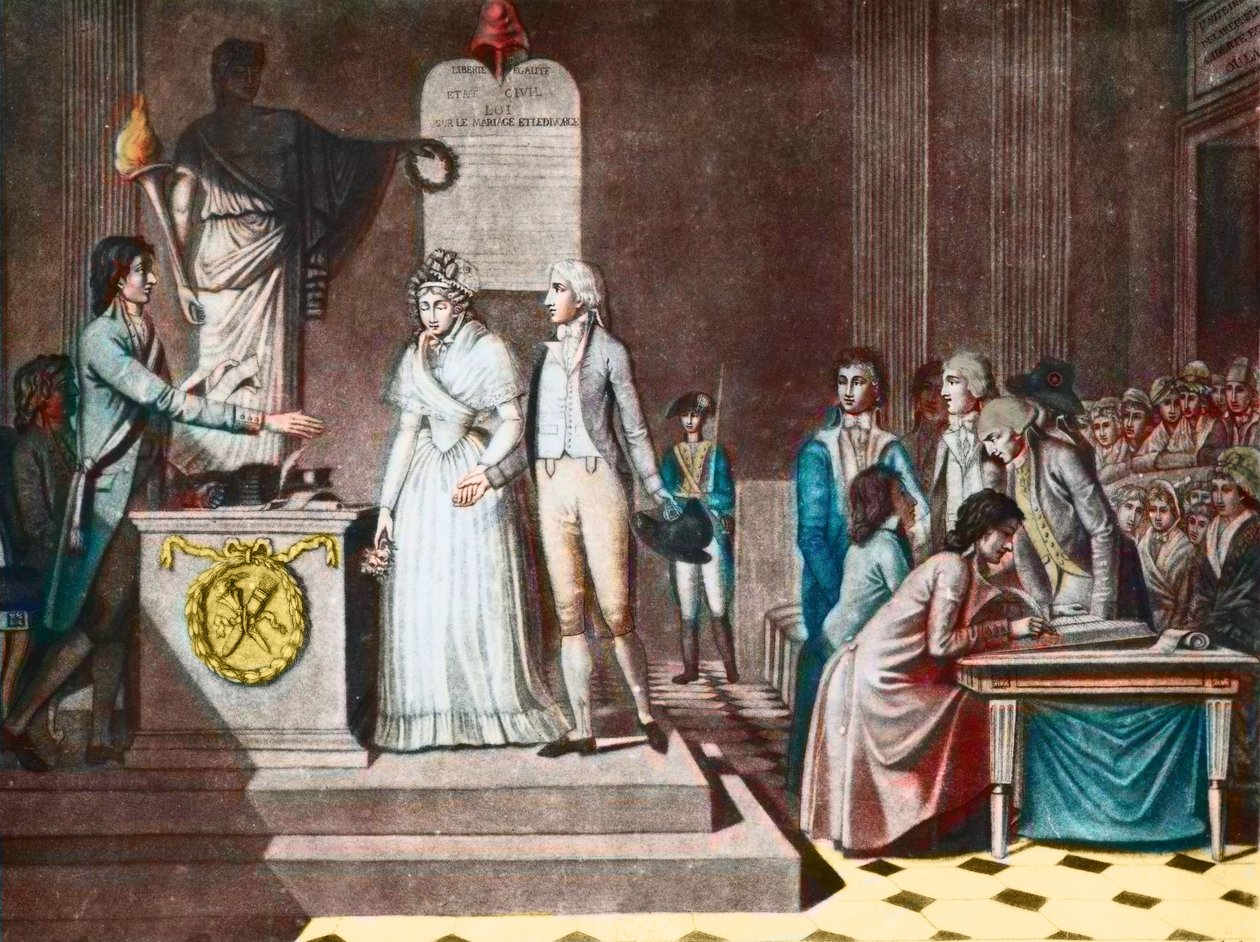 Republikánské manželství - Republikánské manželství - podle Aquatinte Jean-Baptiste Mallet (1759-I835) - 18. stol. od Jean Baptiste Mallet