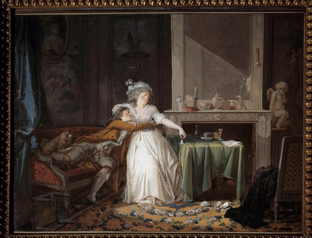 Rozbitý pohár. Obraz Jean Baptiste Mallet (1759-1835) od Jean Baptiste Mallet