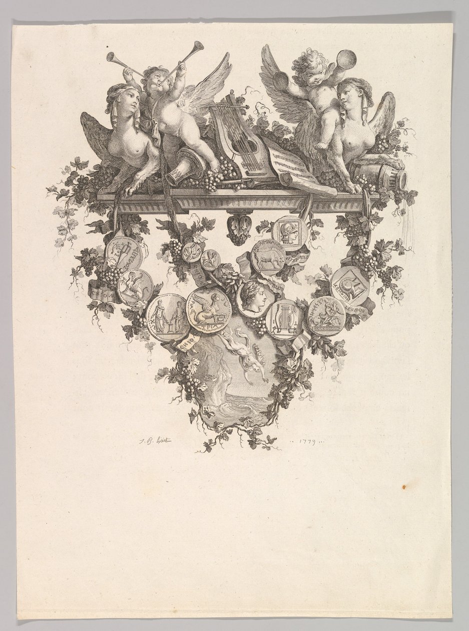Viněta se sfingami a Putti, 1779. od Jean Baptiste Marie Huet