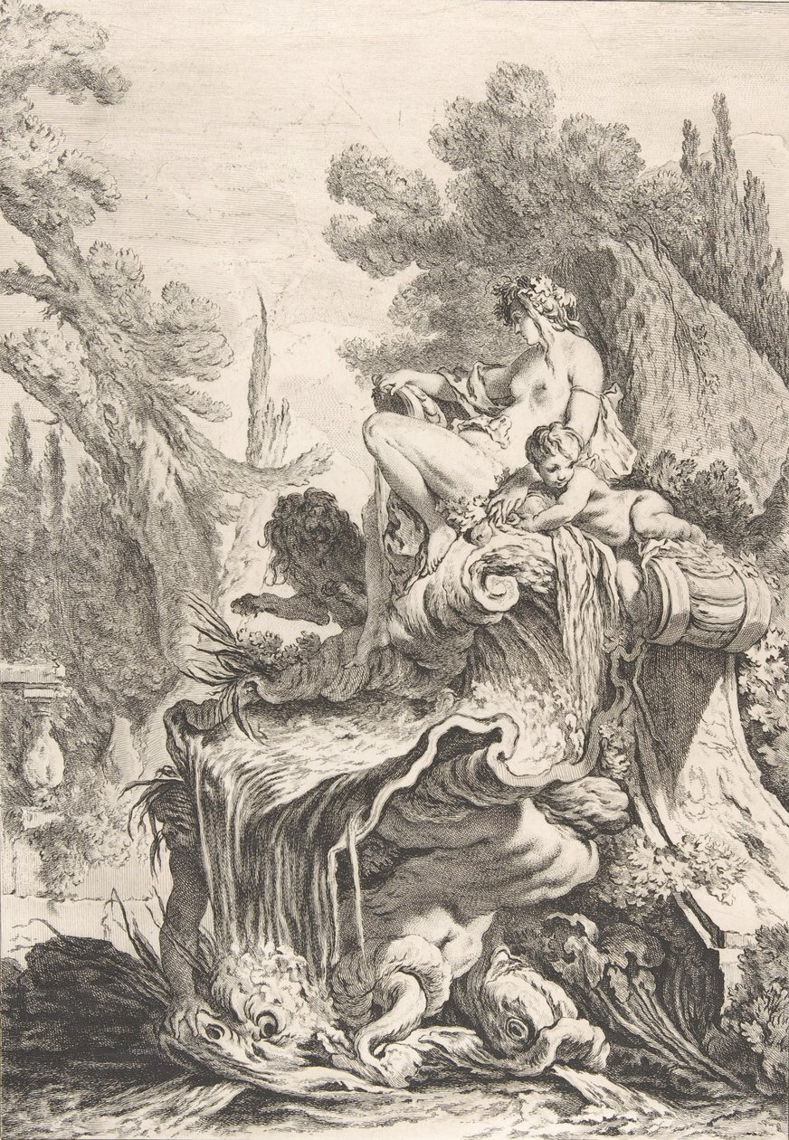 Sedící nymfa Fontána s najádou usazená na lastuře, ca. 1740. od Jean Baptiste Marie Pierre