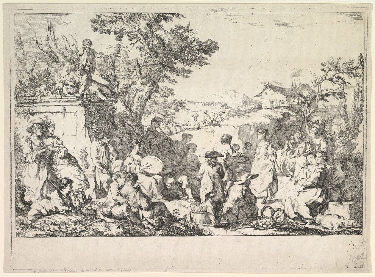 Village Festival Village festival na římském venkově, ca. 1735-40. od Jean Baptiste Marie Pierre