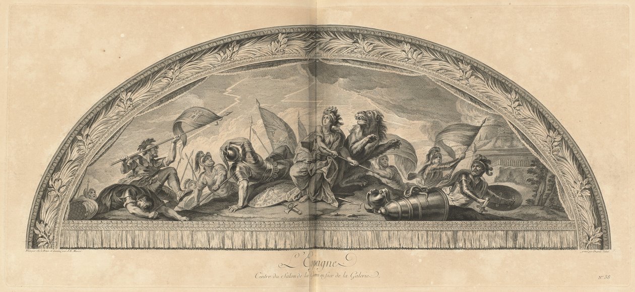Španělsko Věšák Salonu de la Guerre před galerií (Španělsko, Centrum válečného salonu naproti galerii) [pl. 38] od Jean Baptiste Masse
