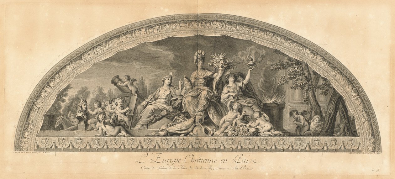 Křesťanská Evropa v míru, Centrum Salonu míru vedle Královniných komnat [pl. 45] od Jean Baptiste Masse