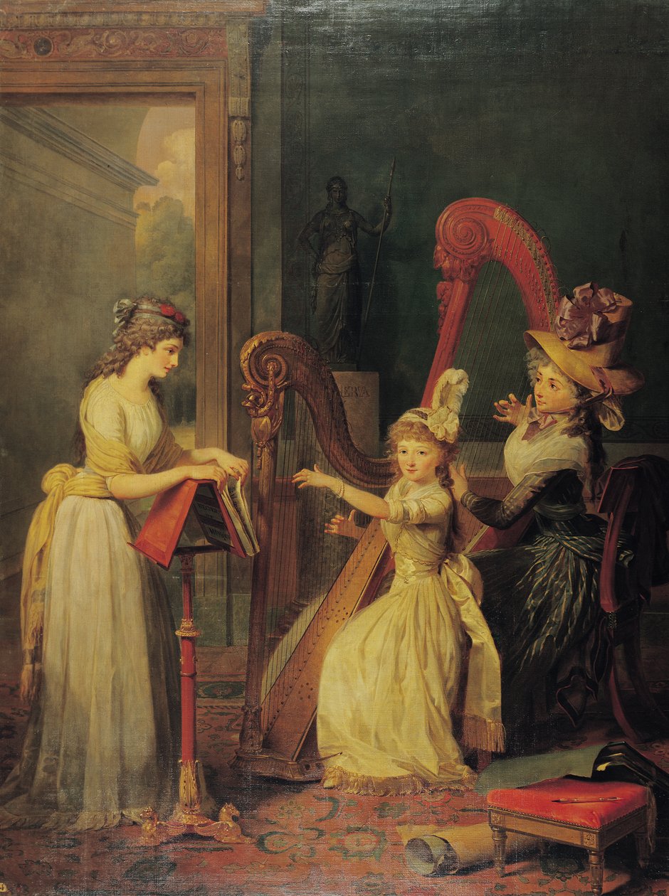 Lekce harfy, kterou poskytla Madame de Genlis Mademoiselle d