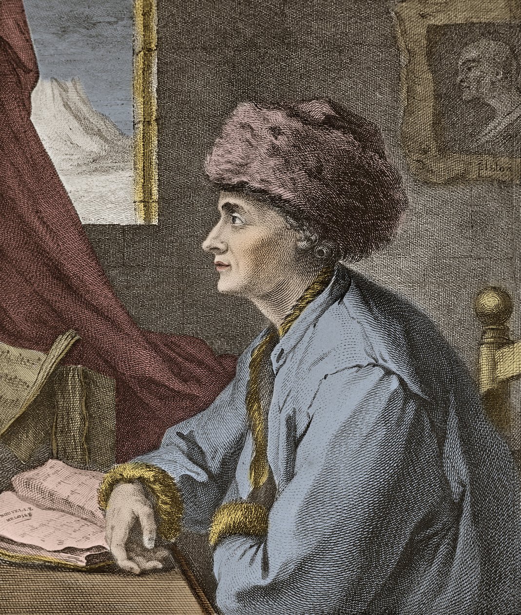 Jean Jacques Rousseau francouzský spisovatel a filozof v Neufchatel v roce 1765 rytina J. B. Michel - Portrét Jean-Jacques Rousseau (Jean Jacques) a Neuf Chatel v roce 1765 rytina J. B. Michel od Jean Baptiste Michel