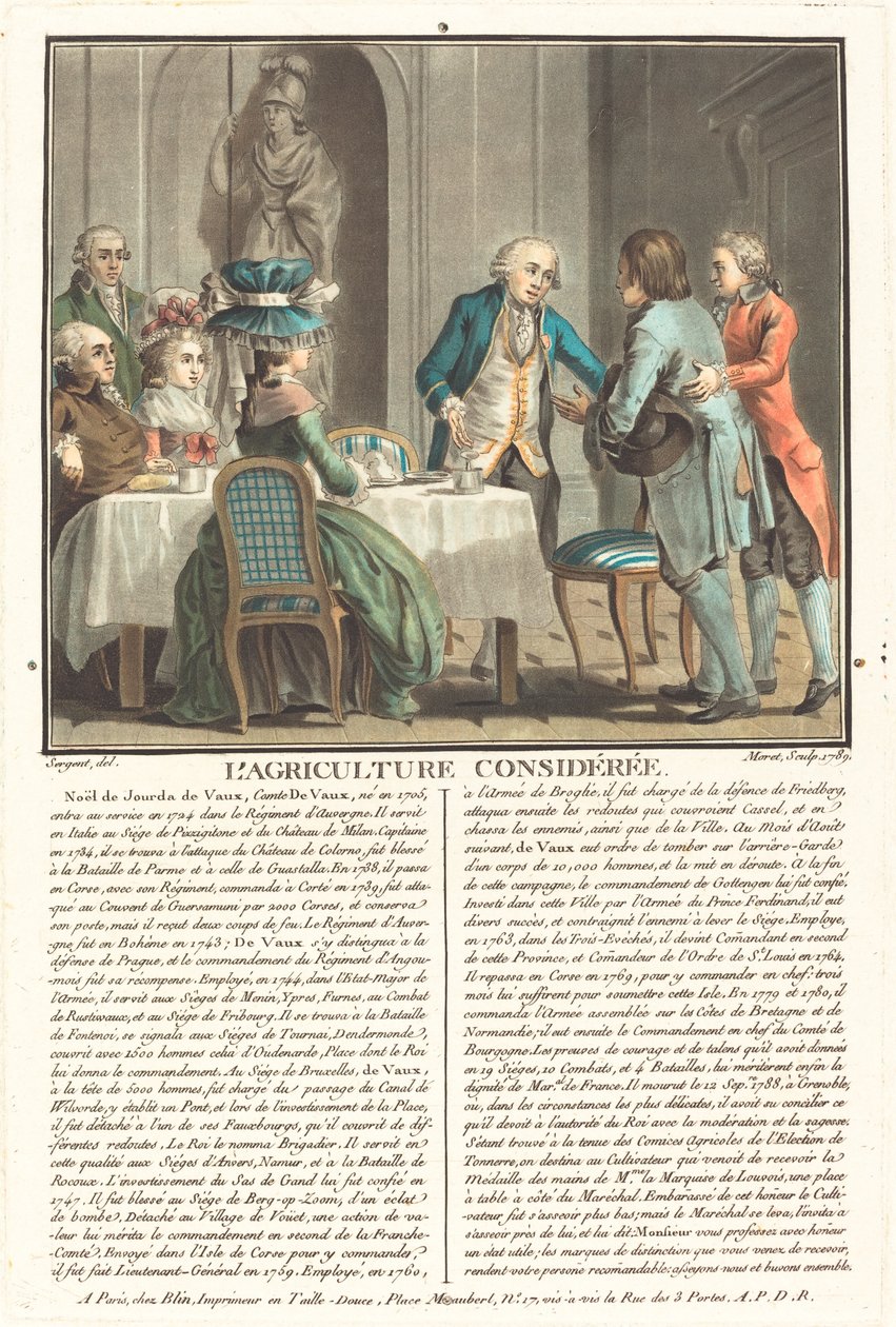 Zemědělství zvažováno, Comte de Veaux od Jean Baptiste Morret after Antoine François Sergent