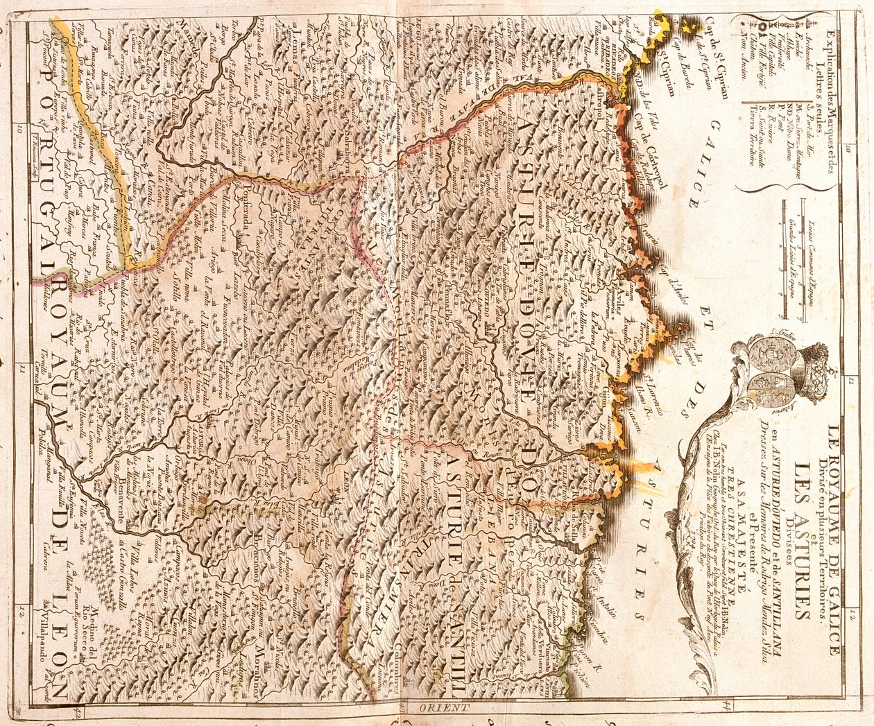 Galicie, Principado de Asturias, Kantábrie, Kastilie a León, , Španělsko od Jean Baptiste Nolin