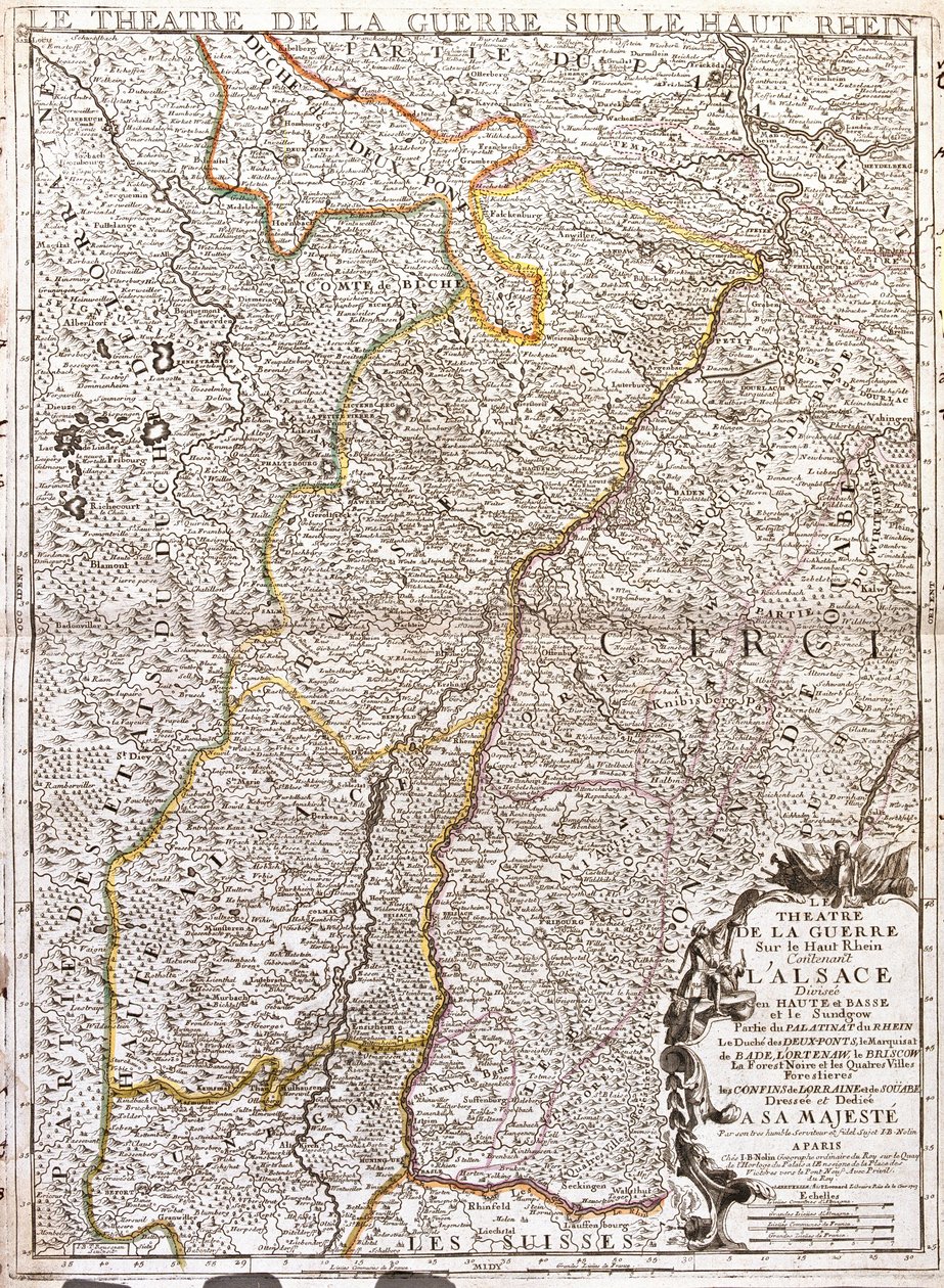 Mapa Alsaska (Francie) (rytina od Jean Baptiste Nolin