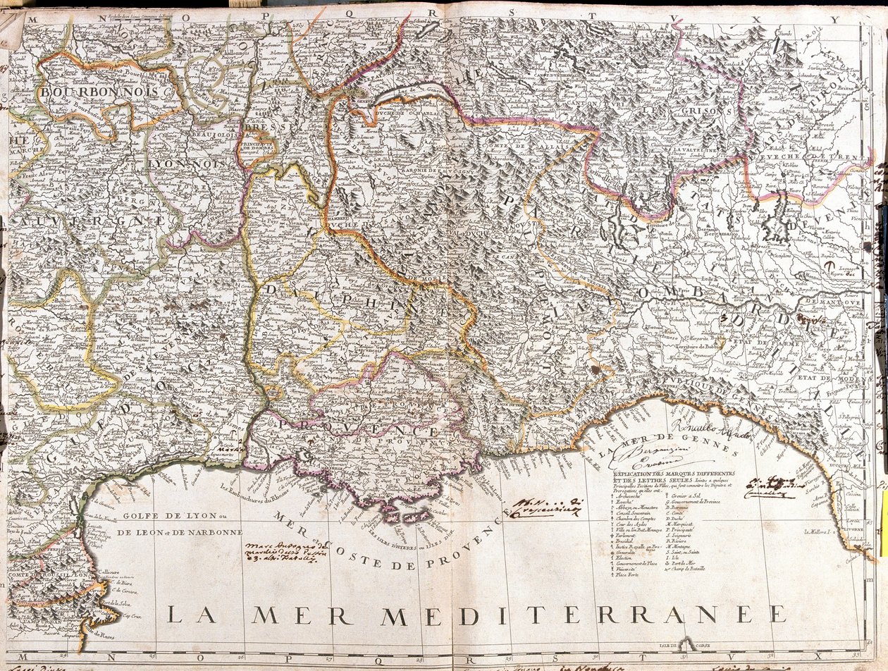 Mapa Dauphine a Provence (Francie) (rytina od Jean Baptiste Nolin