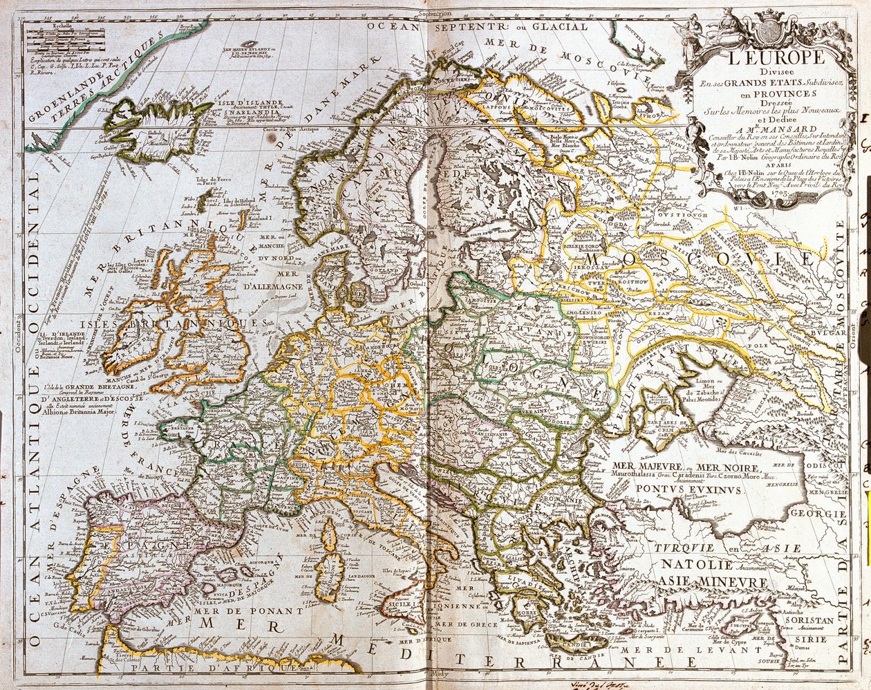 Mapa Evropy od Jean Baptiste Nolin