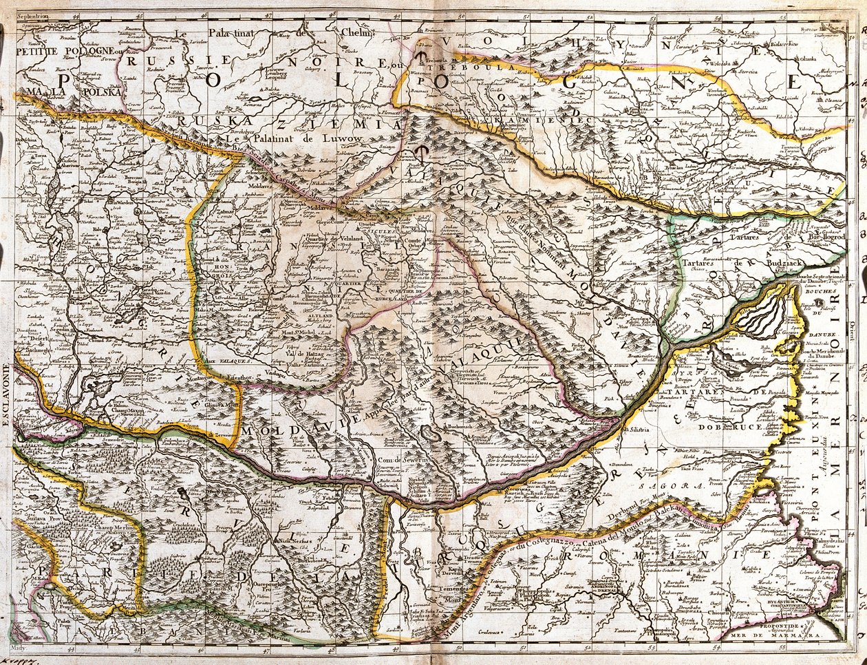 Mapa Moravského Valašska (Česká republika) (rytina od Jean Baptiste Nolin