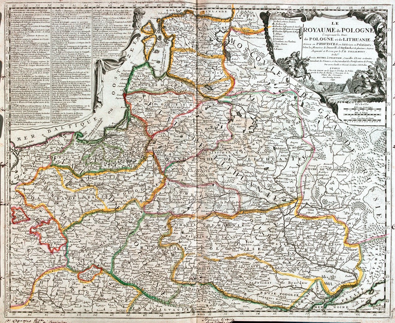 Mapa Polska a Litvy (rytina od Jean Baptiste Nolin