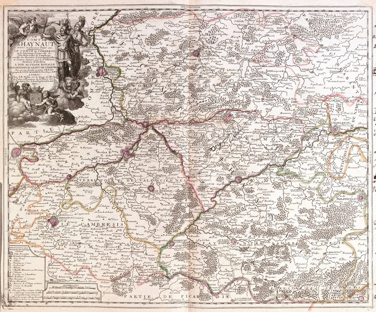 Mapa hrabství Hainaut (Belgie) (rytina od Jean Baptiste Nolin