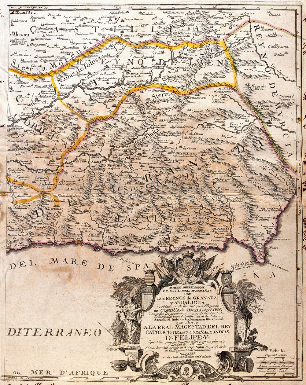 Mapa provincie Granada (Španělsko) (rytina od Jean Baptiste Nolin