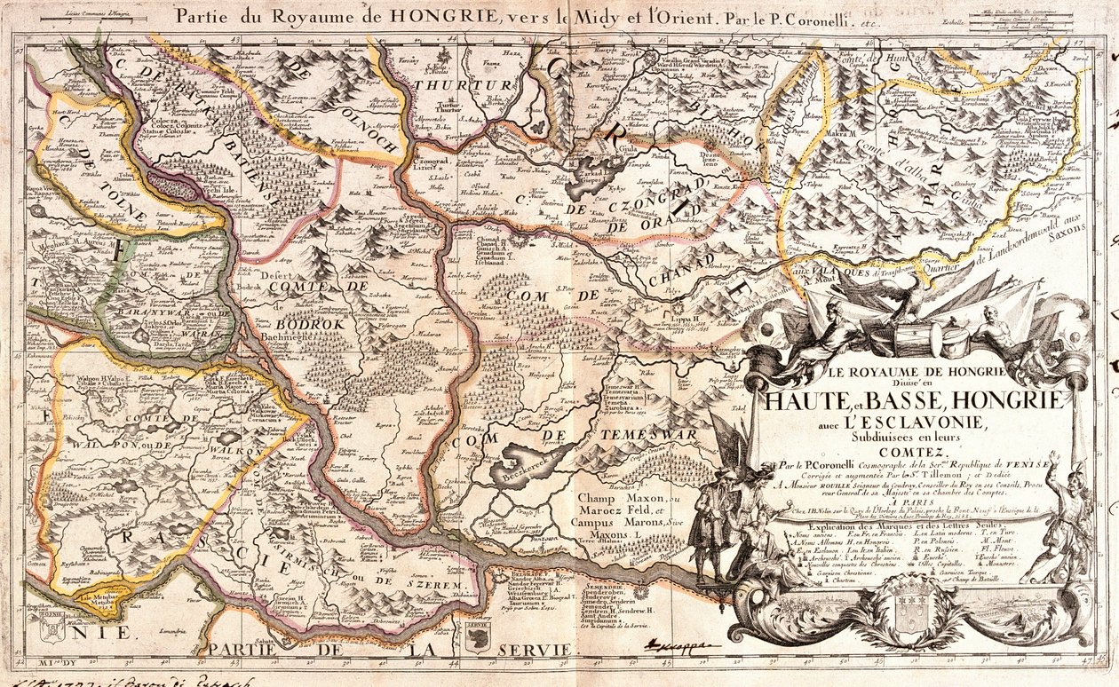 Mapa orientální části Uherského království (rytina od Jean Baptiste Nolin
