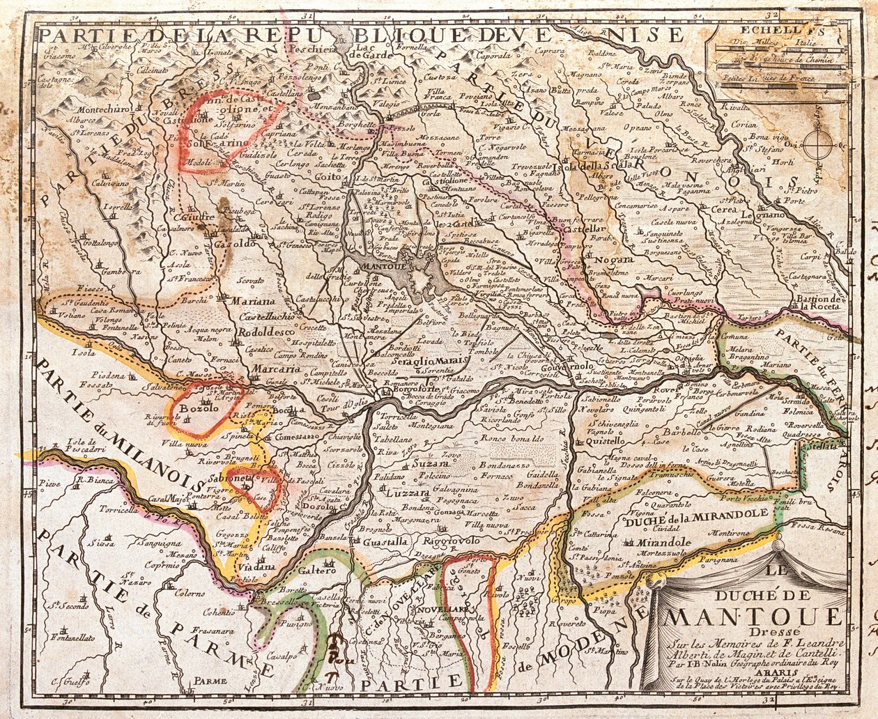 Mapa provincie Mantova (Itálie) (rytina od Jean Baptiste Nolin