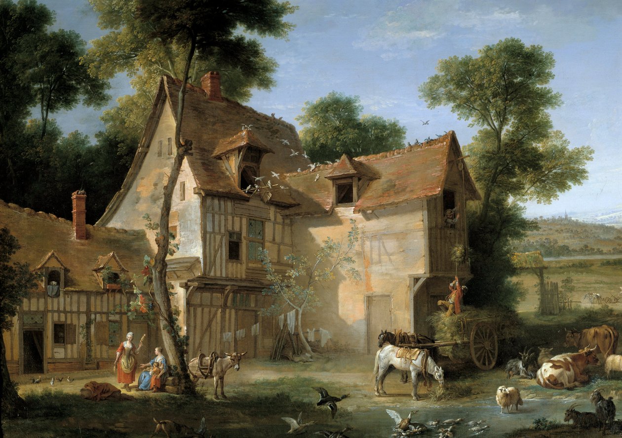 Detail farmy. Obraz Jean Baptiste Oudry (1686-1755) 1750 Ne. 1,3x2,12m od Jean Baptiste Oudry