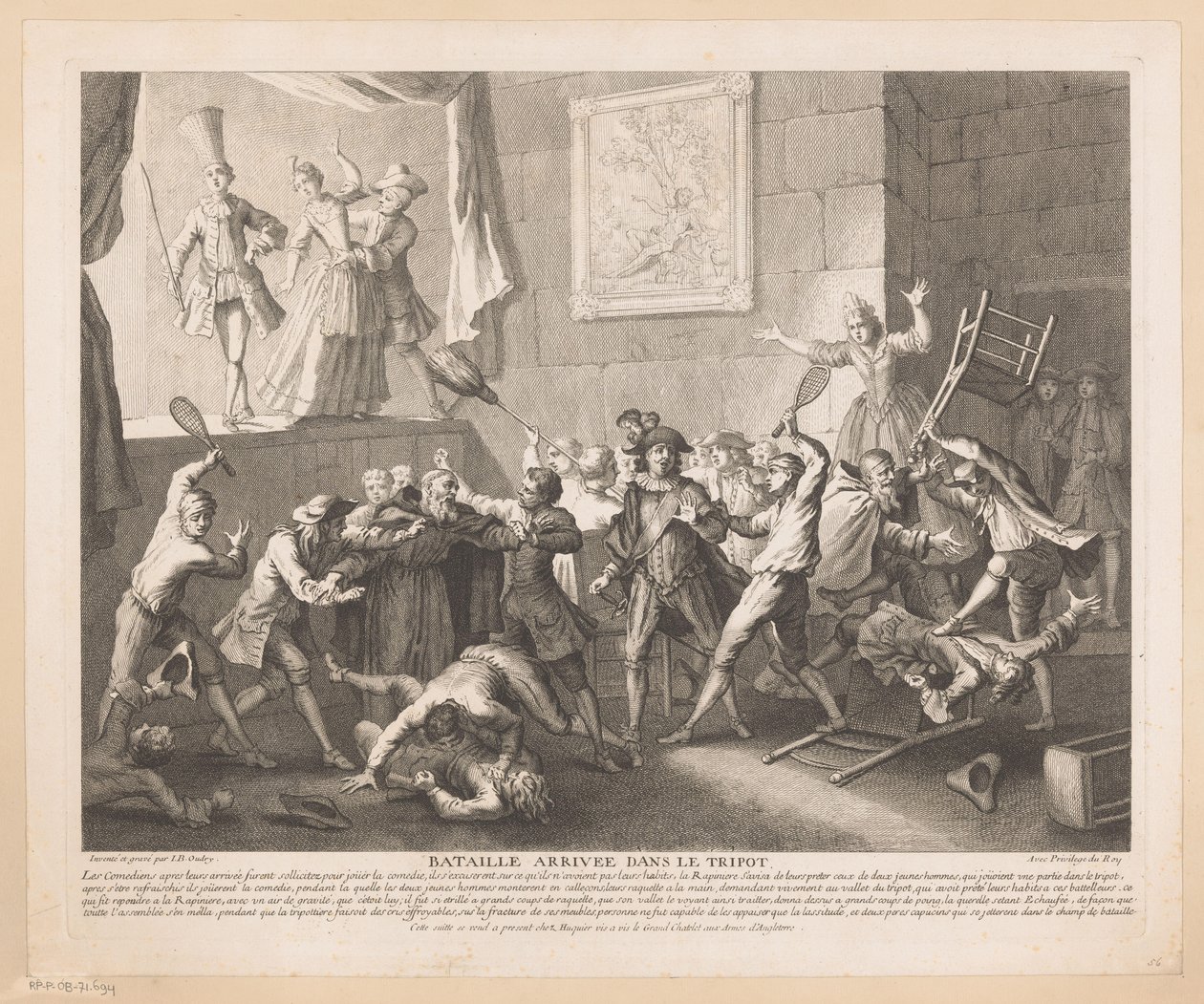 Bojujte v divadle Bataille arrivée dans le tripot (název na objektu) Scény ze Scarronova Roman Comique (název série) od Jean Baptiste Oudry