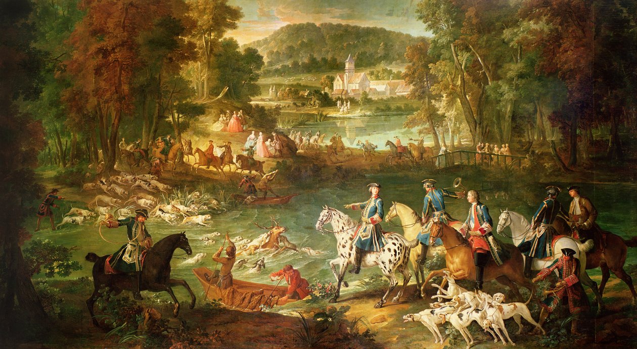 Lov na rybníku Saint-Jean v lese Compiegne, před rokem 1734 od Jean Baptiste Oudry
