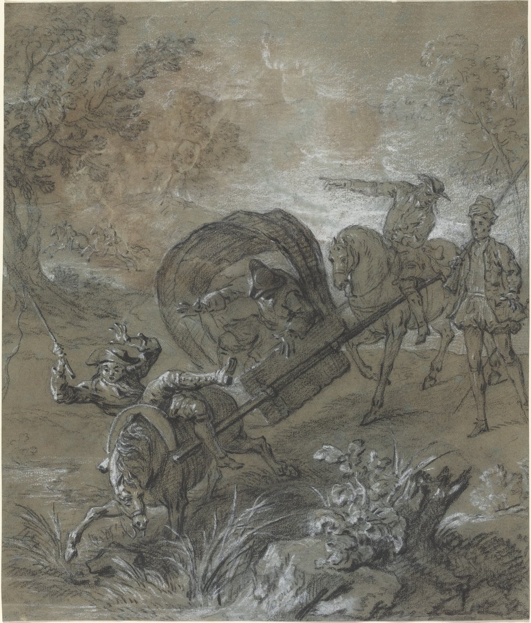 La Rancune na nosítkách, zastřelen v bažině od Jean Baptiste Oudry