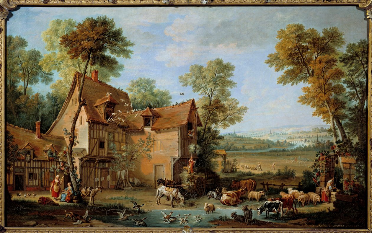 Obraz farmy od Jean Baptiste Oudry (1686-1755) 1753 od Jean Baptiste Oudry
