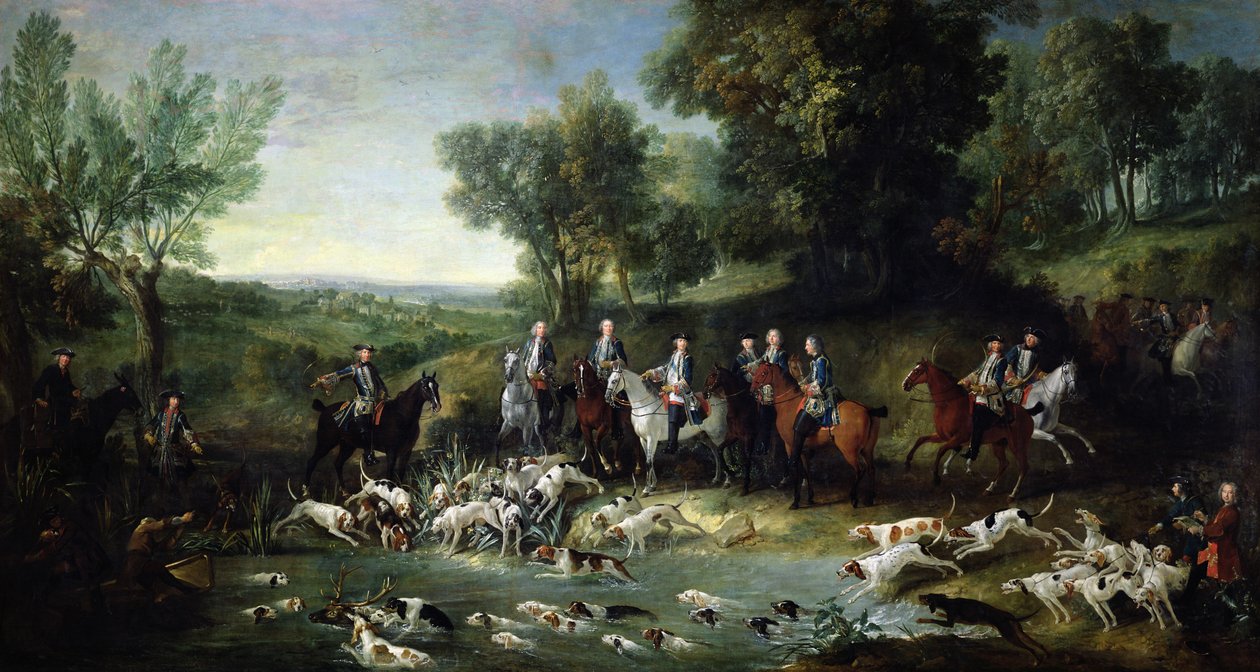 Louis XV (1710-1774) Lov jelenů v lese v Saint-Germain, 1730 od Jean Baptiste Oudry