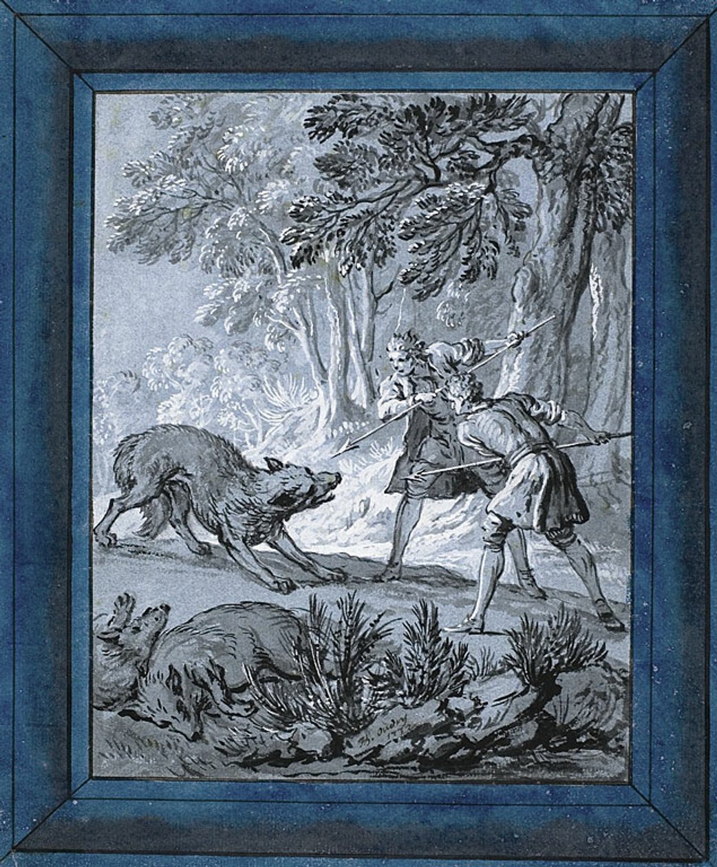Muži útočí na vlky ("Rien de Trop III") od Jean Baptiste Oudry