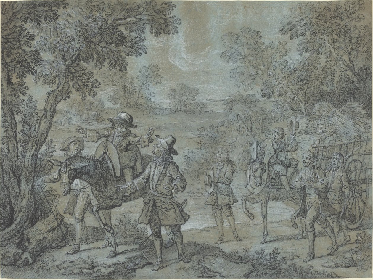 Ragotin deklamuje verše; rolníci věří, že káže od Jean Baptiste Oudry