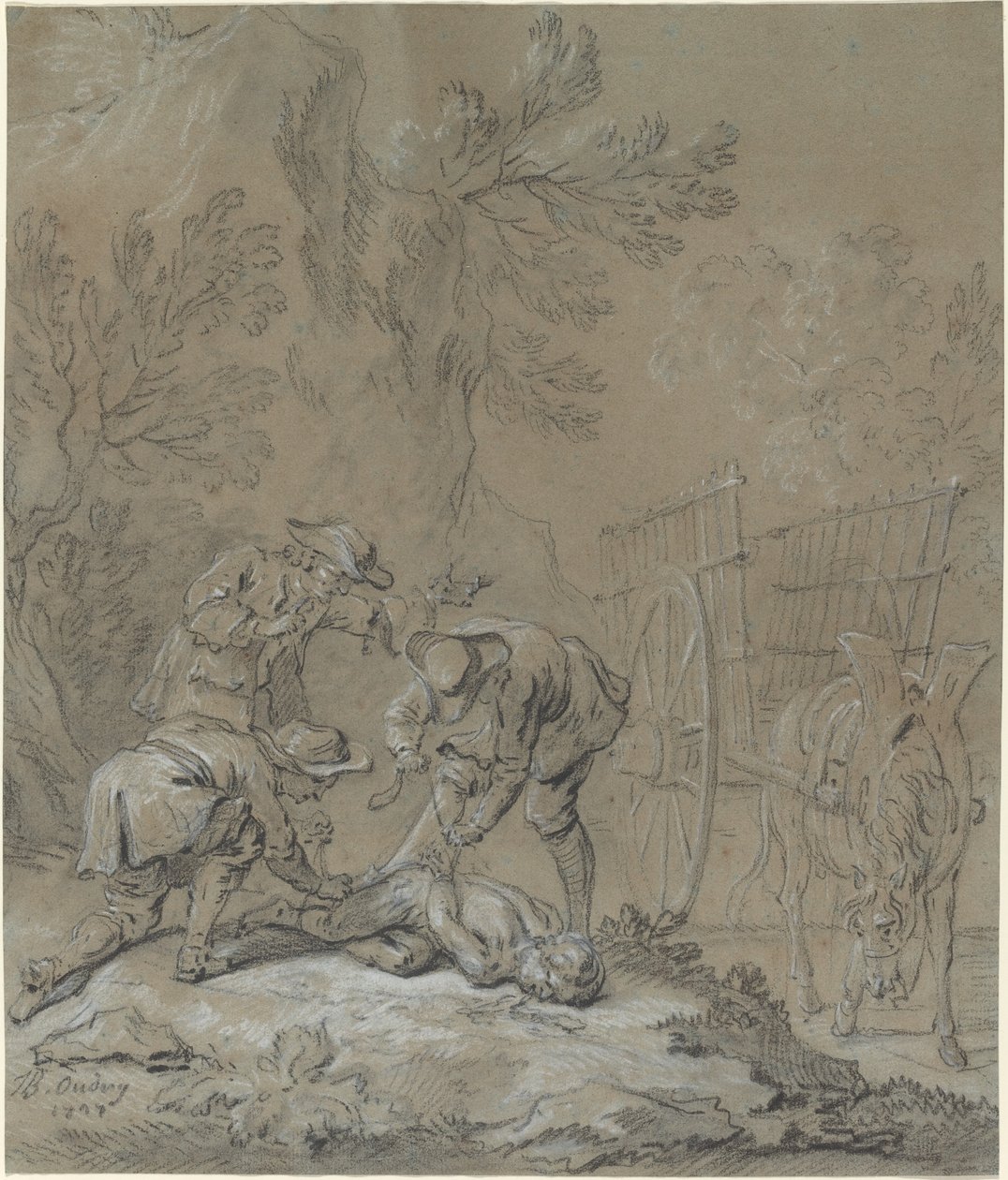 Ragotin spoutaný rodiči šílence od Jean Baptiste Oudry