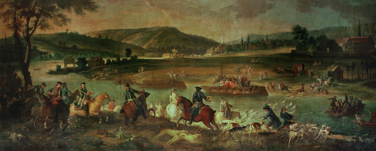 Hon na jelena v Oise na dohled Compiegne, poblíž Royallieu, 1737 od Jean Baptiste Oudry