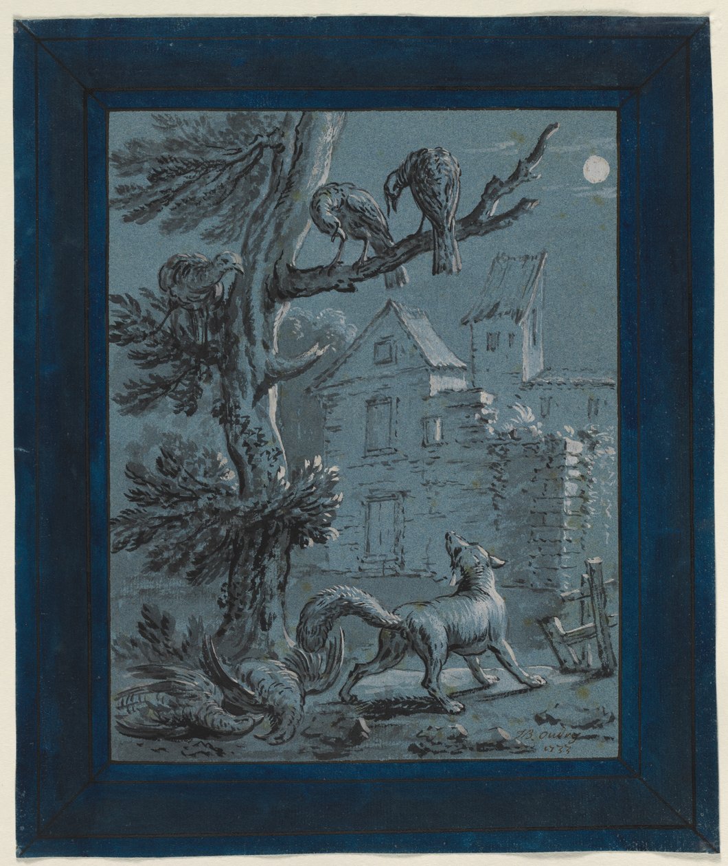 Liška a krůtí slepice: Ilustrace k bajkám La Fontaine, 1733. od Jean Baptiste Oudry