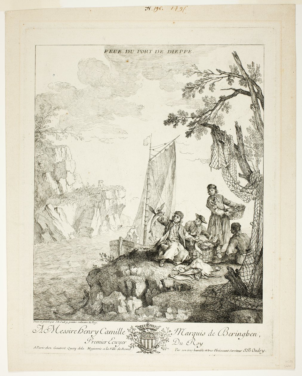 Pohled na přístav Dieppe od Jean Baptiste Oudry