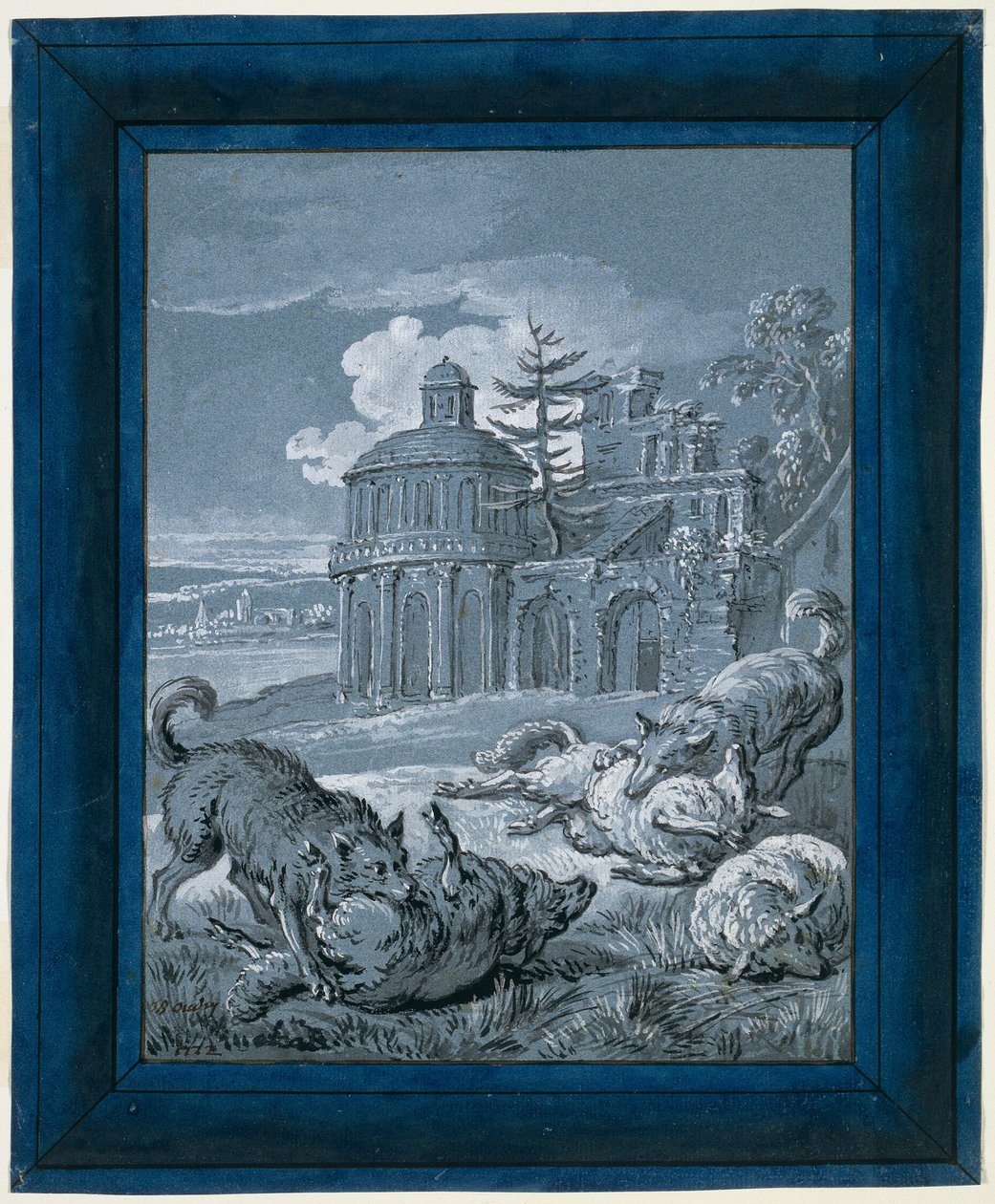 Vlci útočí na ovce ("Rein de Trop II") od Jean Baptiste Oudry