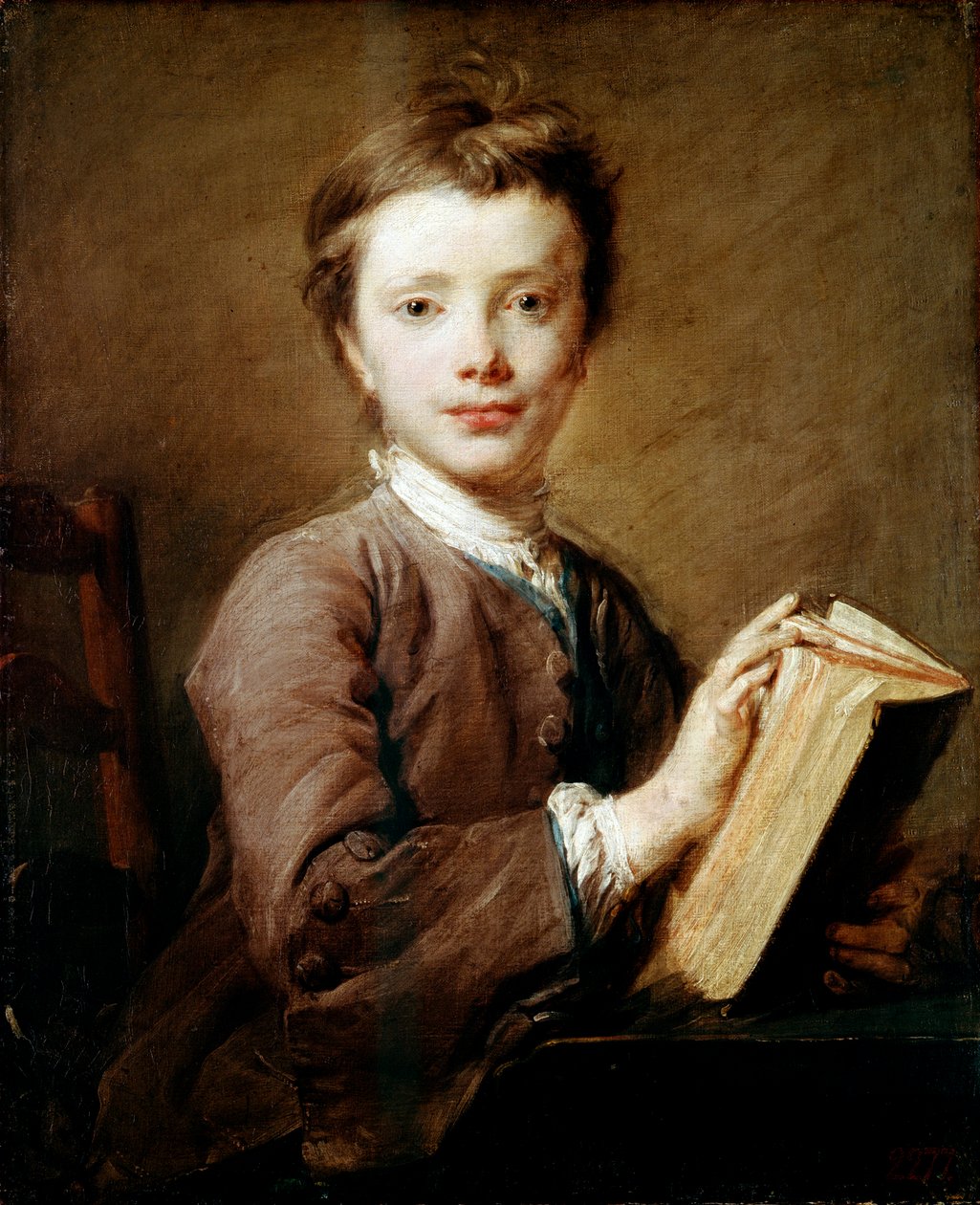 Chlapec s knihou, c1740. od Jean Baptiste Perronneau