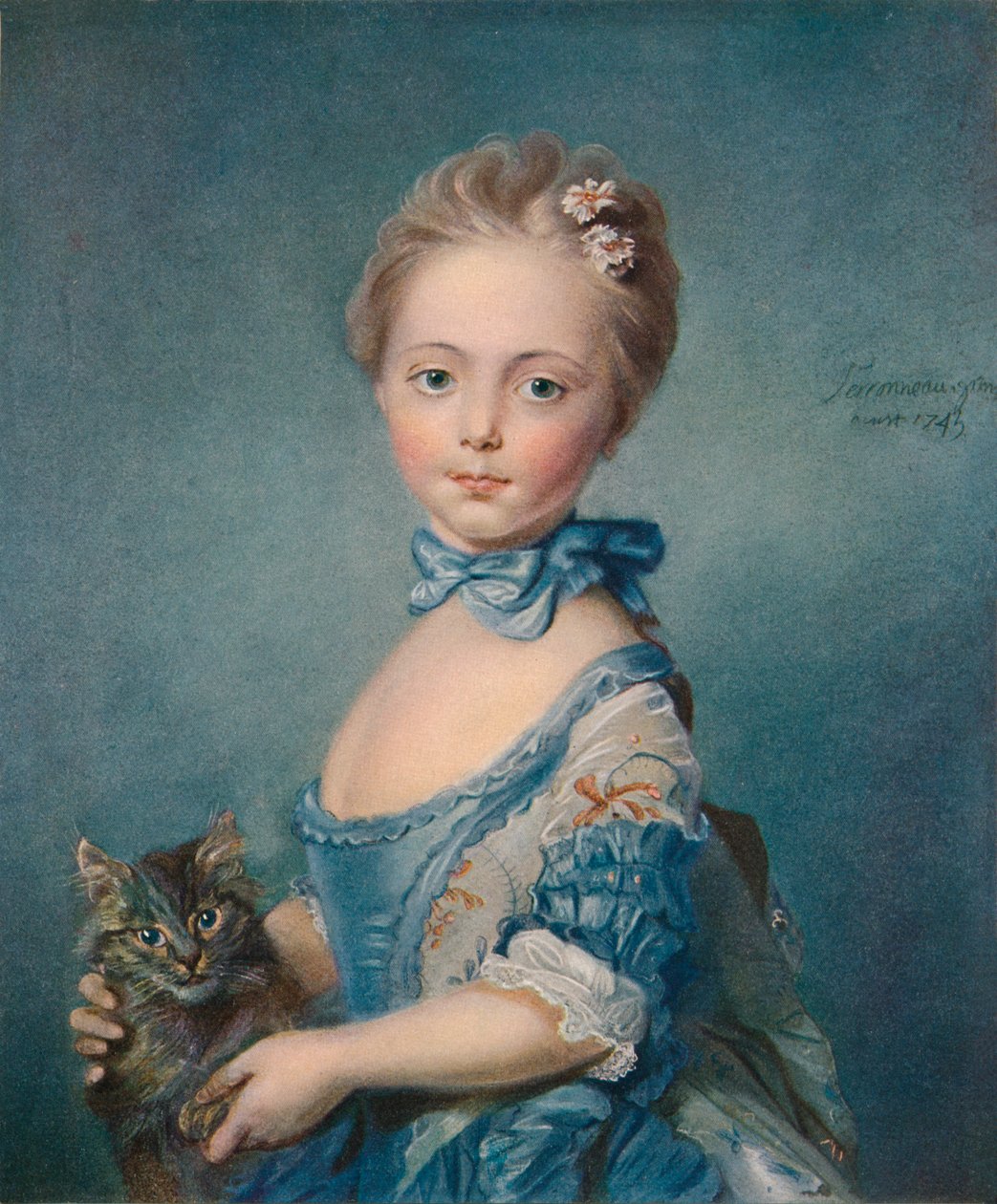 Dívka s kotětem, 1743, 1902 od Jean Baptiste Perronneau