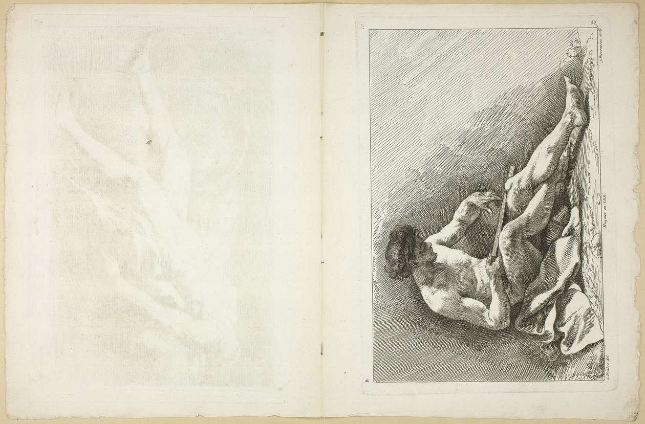 Figura (recto a verso), z Druhé knihy postav akademií, částečně vyrytých profesory Královské akademie od Jean Baptiste Perronneau