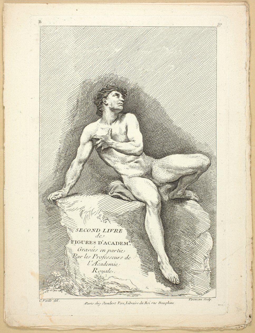 Figura (recto a verso), z Druhé knihy postav akademií, částečně vyrytých profesory Královské akademie od Jean Baptiste Perronneau