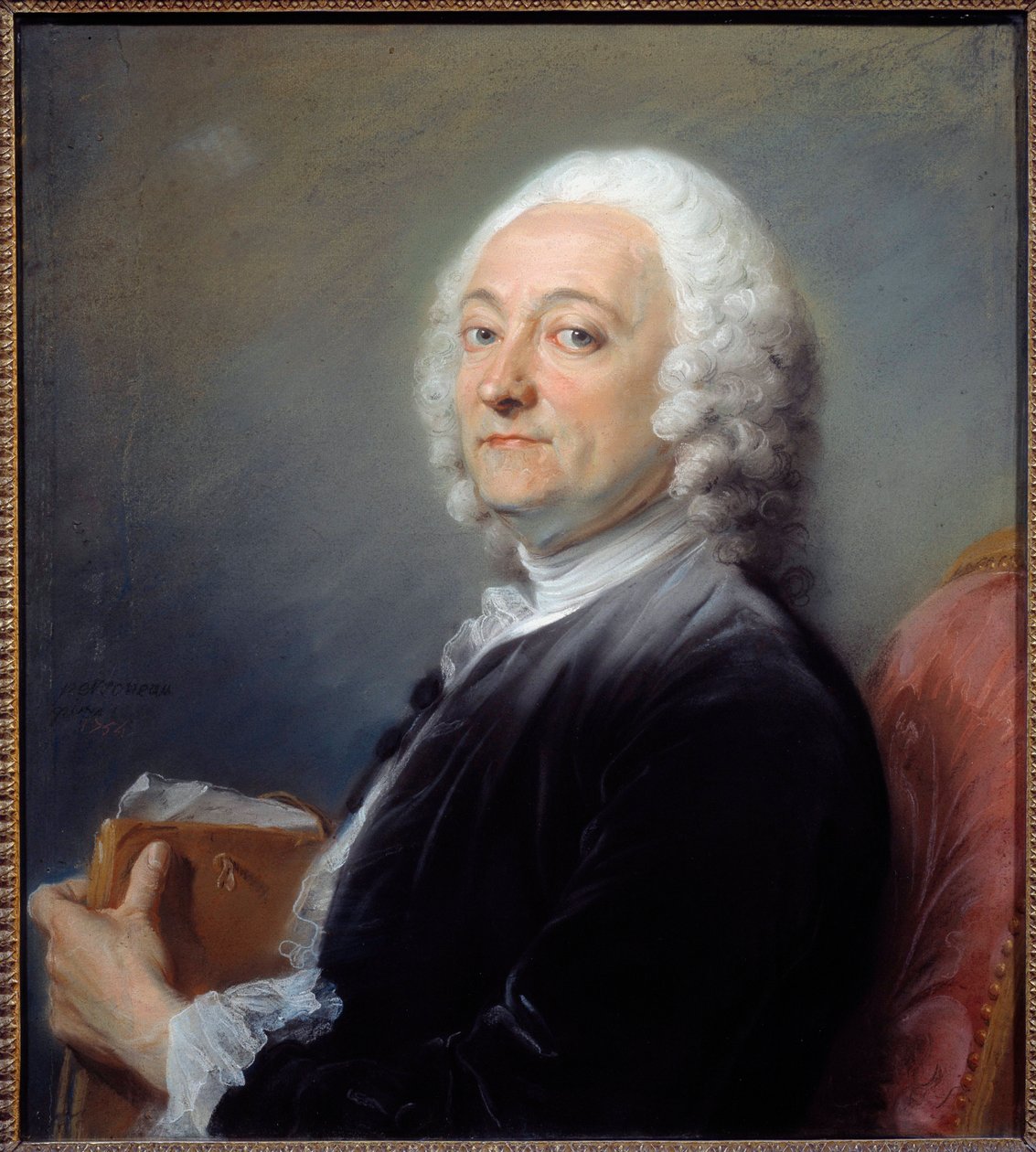 Portrét malíře Huberta Drouaise (1699-1767) Pastelový obraz Jean-Baptiste Perroneau (Jean Baptiste Perronneau) (1715-1783) 1754 Slunce: 0,64x0,57 m Orleans, musee des Beaux Arts - Portrét malíře Huberta (1699-1767). pastelová malba b od Jean Baptiste Perronneau