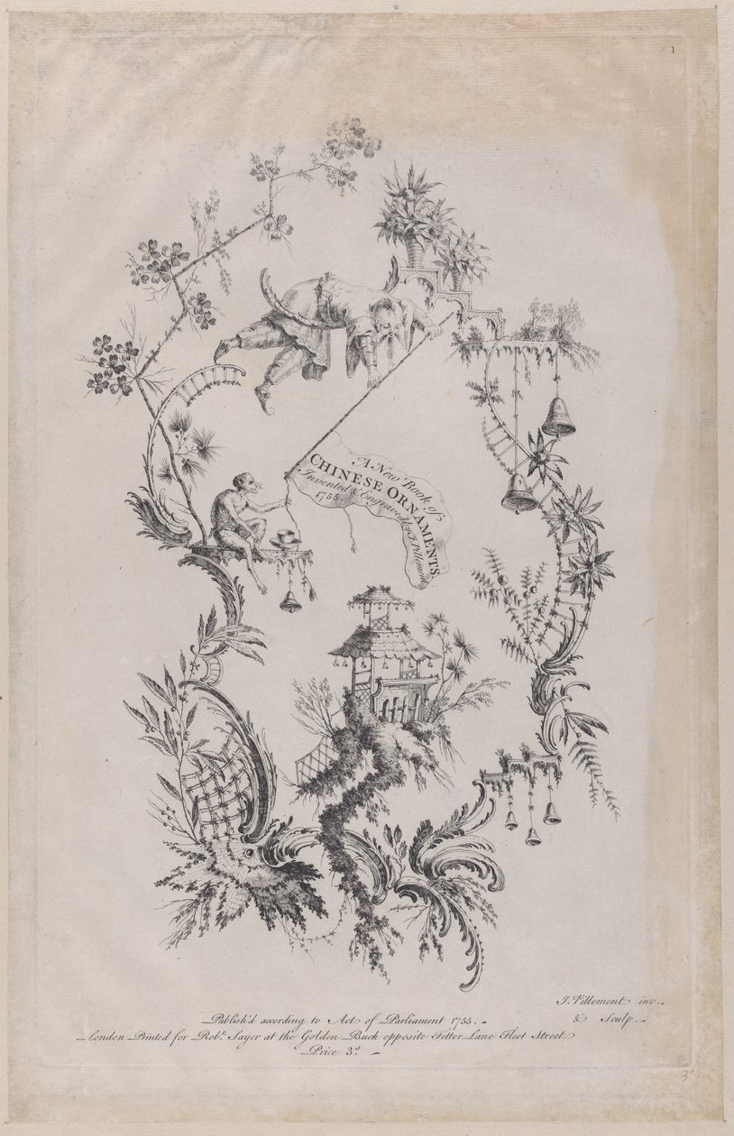 Nová kniha čínských ozdob. Vynalezl a vyryl J. Pillement, 1755., od Jean Baptiste Pillement