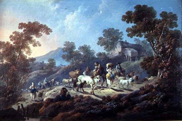 Skalnatá zalesněná krajina (olej na plátně) od Jean Baptiste Pillement