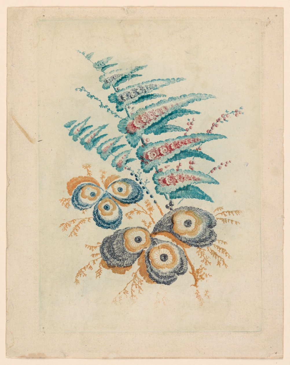 Fantastický květinový motiv z Nouvelle Suitete de Cahiers de Fleurs Idéales od Jean Baptiste Pillement
