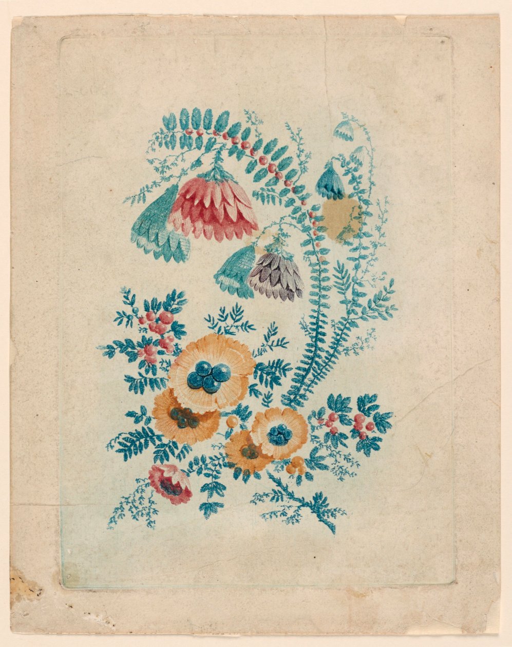 Fantastický květinový motiv z "New Suite of Ideal Flower Notebooks" od Jean Baptiste Pillement
